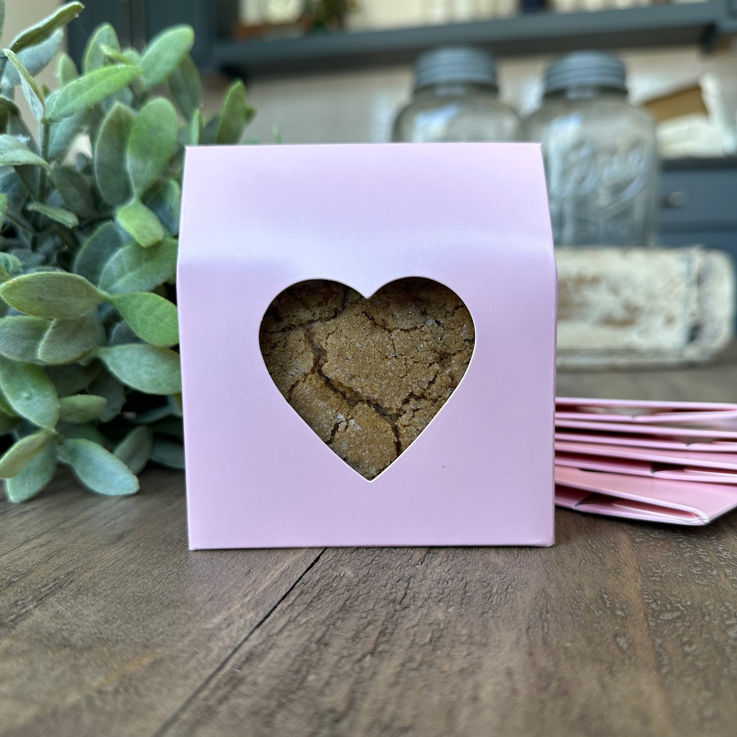 Auto-Pop Heart Window Boxes -  3-1/2” x 4” x 1-1/2” Favor Boxes - Food Safe, Easy to Assemble - Perfect for Drop Cookies, Sugar Cookies, and more