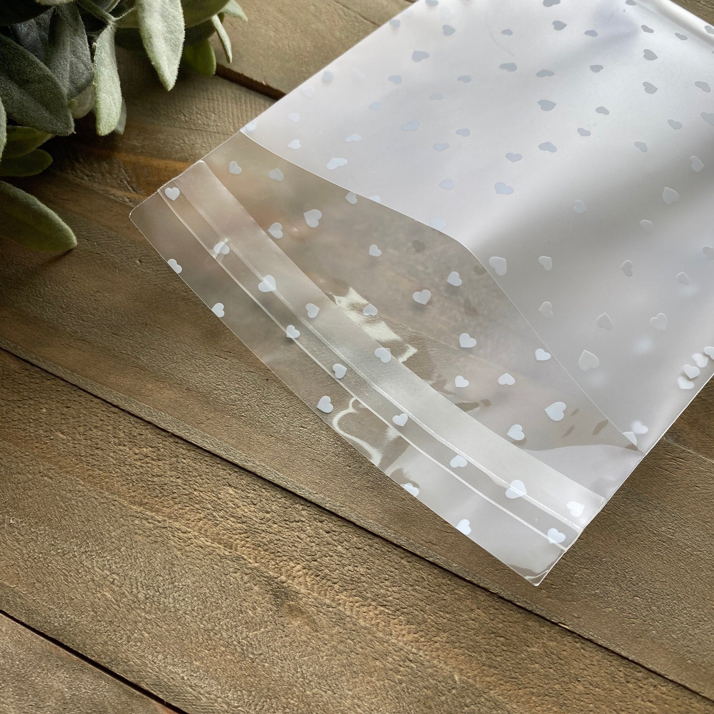 Frosty Clear Hearts Heat Seal Cello Bags - 4x4” or 4x6” - Thick, Food Safe, Tape Closure - Perfect for Packaging Cookies, Treats, and more