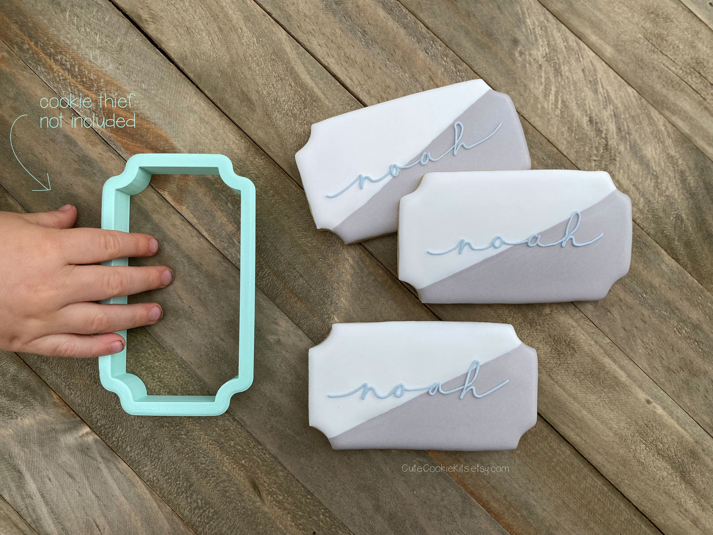 Noah Plaque Cookie Cutter - Versatile Notched Corner Rectangle, Inverted Corner Rectangle (#CCK201)