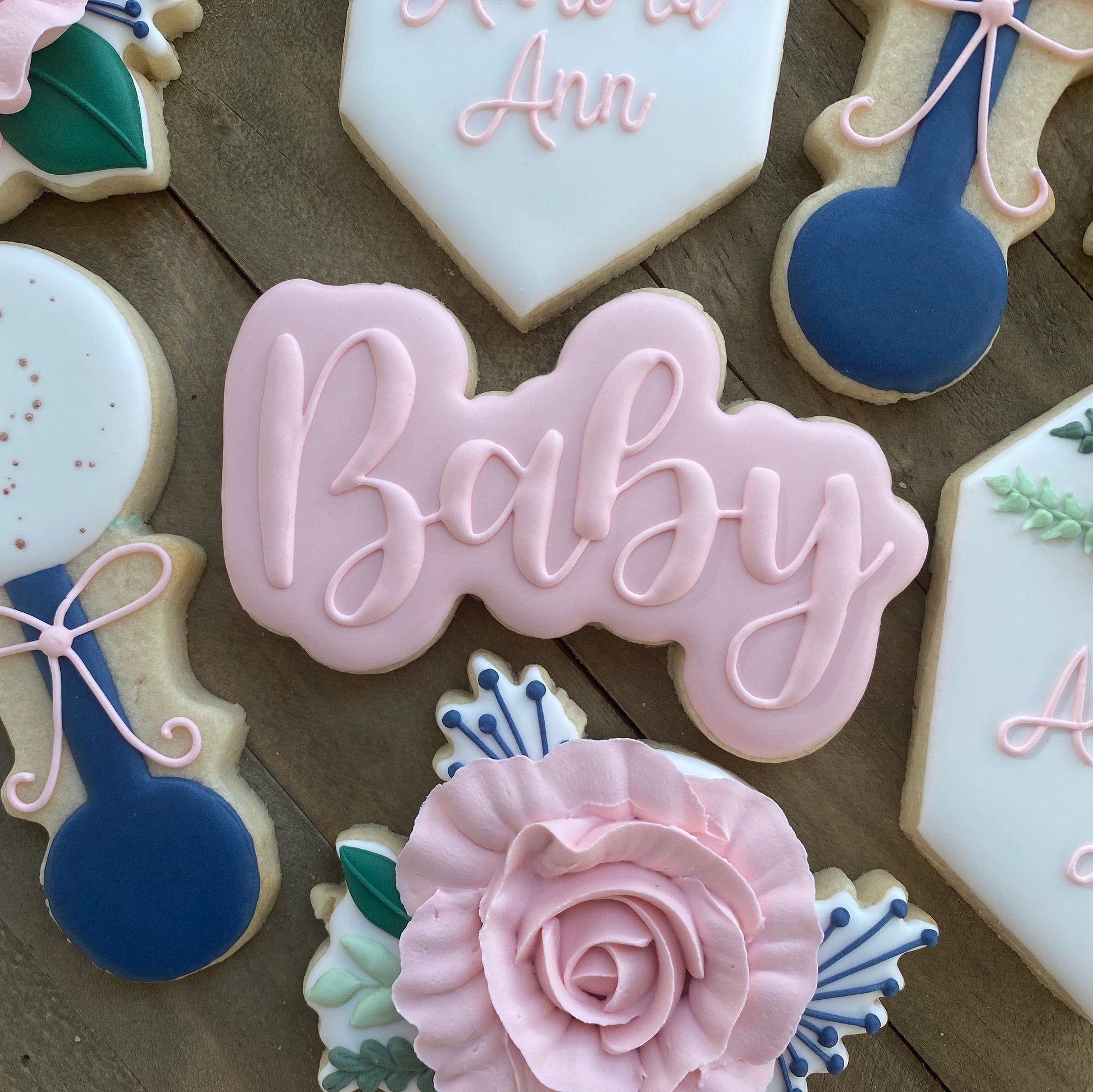 Baby Plaque Embosser for Cookie Cutter - Script Lettering - Perfect for Baby Shower - Stamp for Dough, Fondant, Clay, and More (#CCK500S)