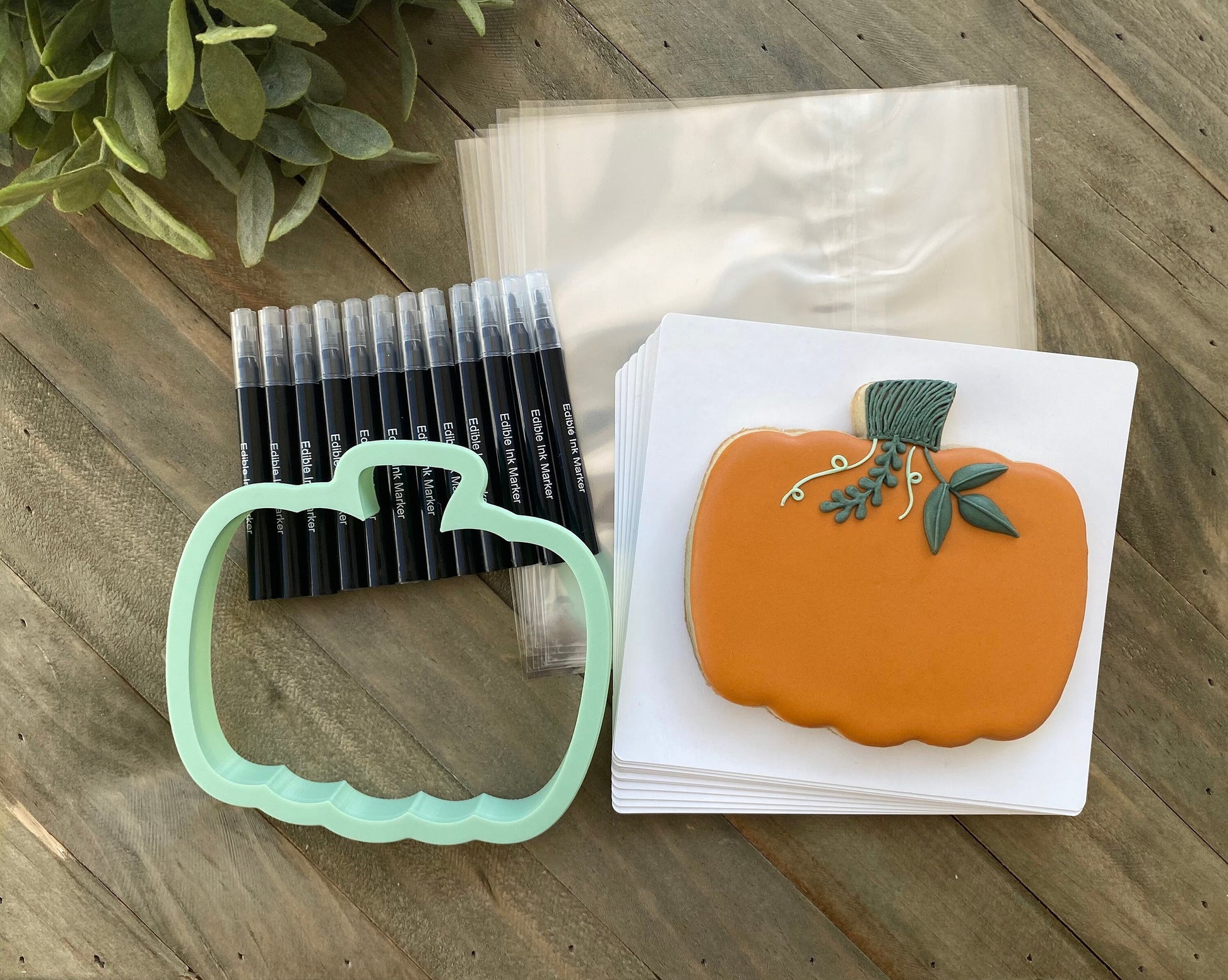 Draw Your Own Jack-o-lantern - Packaging Set of 12 with Cookie Cutter - Cookie Boards, Heat Seal Bags, Mini Edible Pens - Just Add Cookies