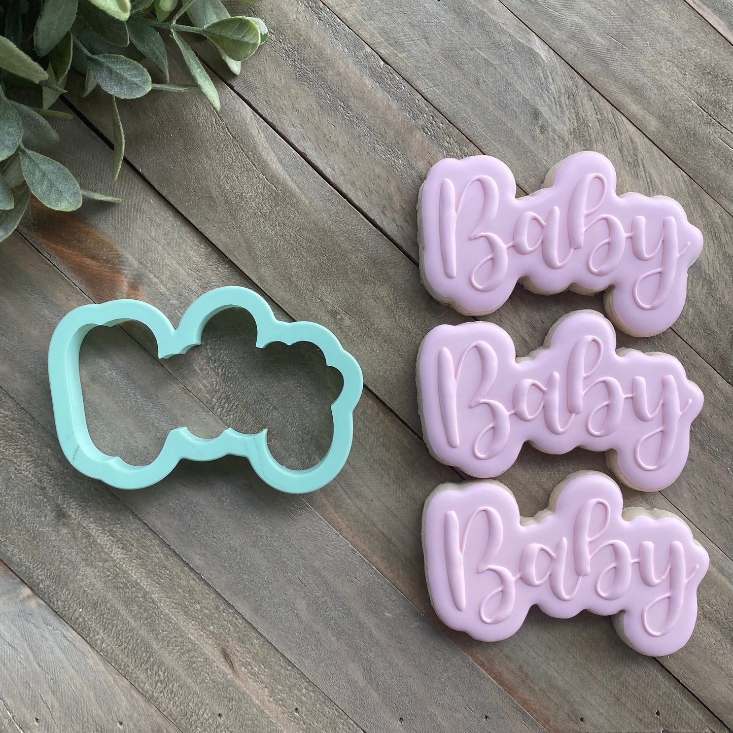 Baby Word Plaque Cookie Cutter - Script Lettering - Perfect for Baby Shower - Cutter for Dough, Fondant, Clay, and More (#CCK500)