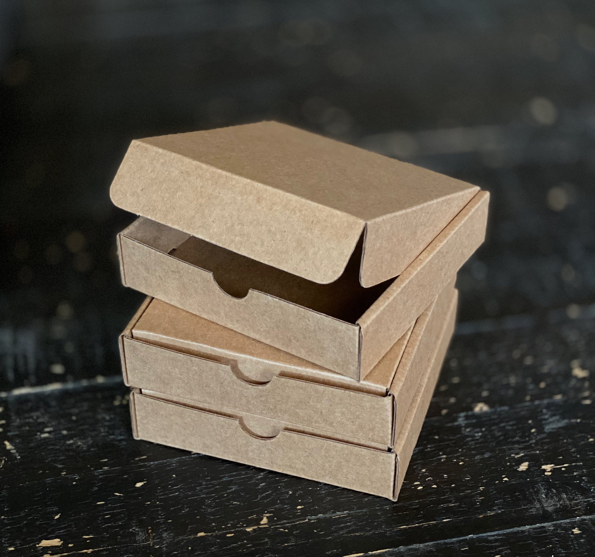 Set of 10 Premium Brown Kraft Mini 4.5” Pizza Boxes - 4 5/8” x 4 5/8” x 1” Folding Cardboard Boxes - Ships Flat - Custom Printing Available
