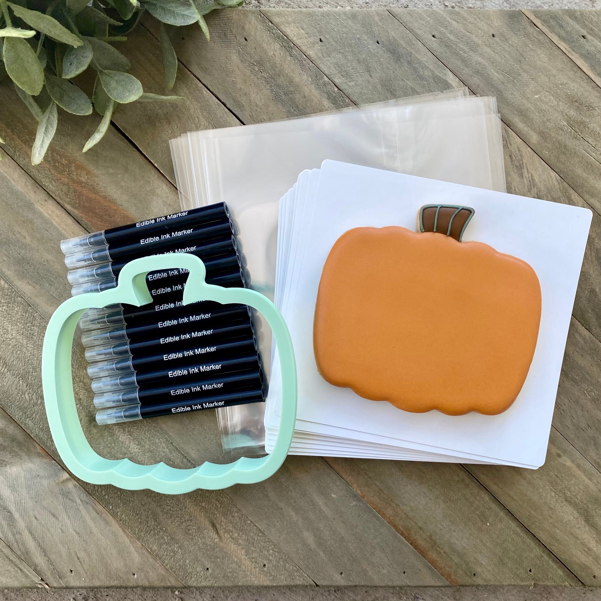 Draw Your Own Jack-o-lantern - Packaging Set of 12 with Cookie Cutter - Cookie Boards, Heat Seal Bags, Mini Edible Pens - Just Add Cookies