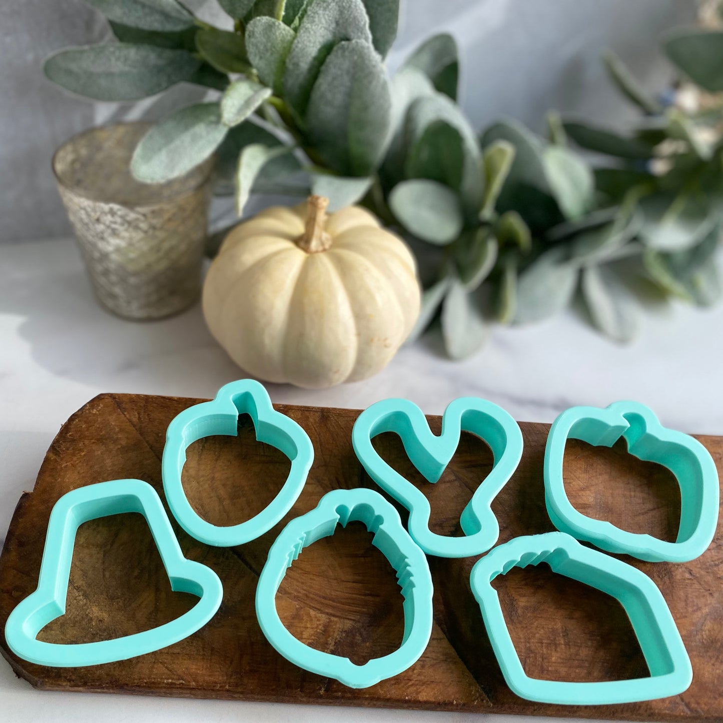 Mini Thanksgiving Cookie Cutters - Set of 6 or Individuals - Acorn, Pilgrim Hat, Turkey, Wishbone, Pumpkin, Pie - Size 2” to 2.25”