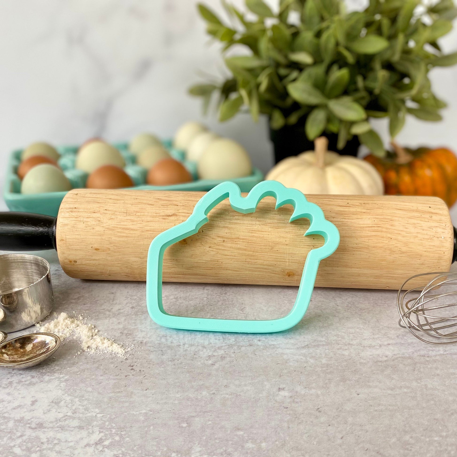 Pie Slice Plaque Cookie Cutter - Pumpkin Pie with Whipped Cream, Personalized Cookies - Cutter for Dough, Fondant, Clay, and More (#CCK432)