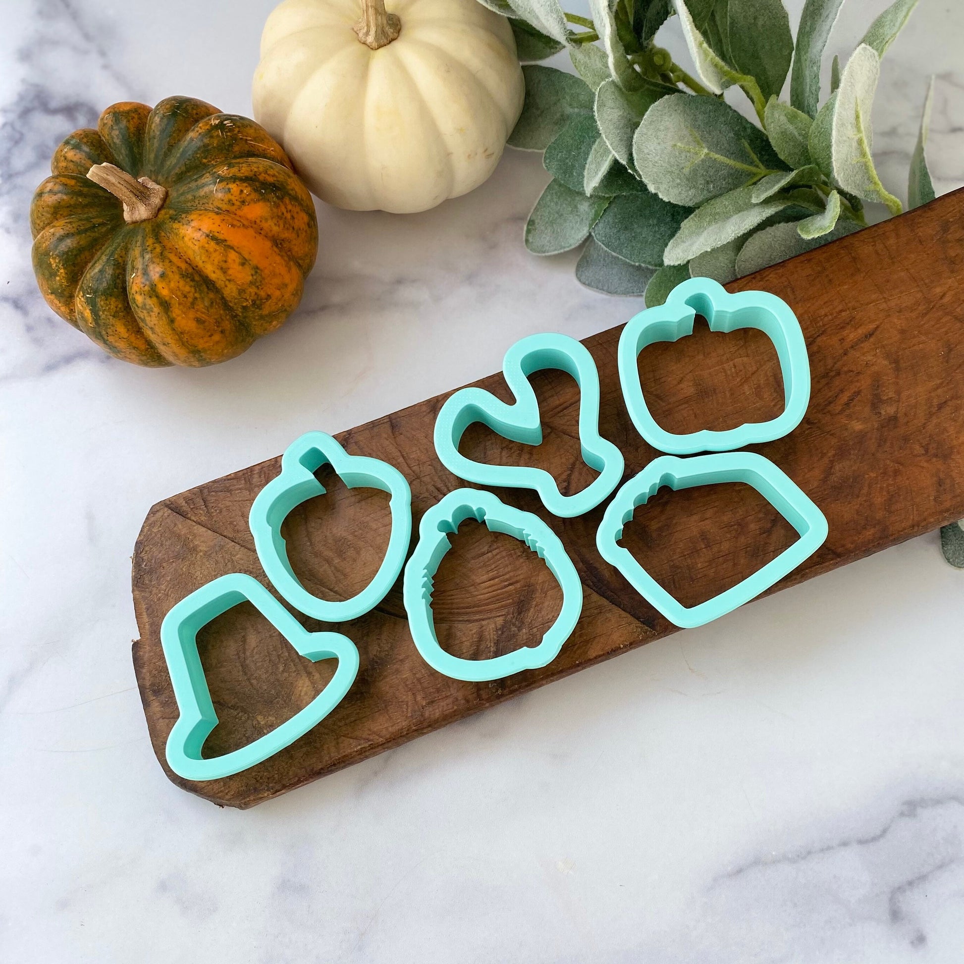 Mini Thanksgiving Cookie Cutters - Set of 6 or Individuals - Acorn, Pilgrim Hat, Turkey, Wishbone, Pumpkin, Pie - Size 2” to 2.25”