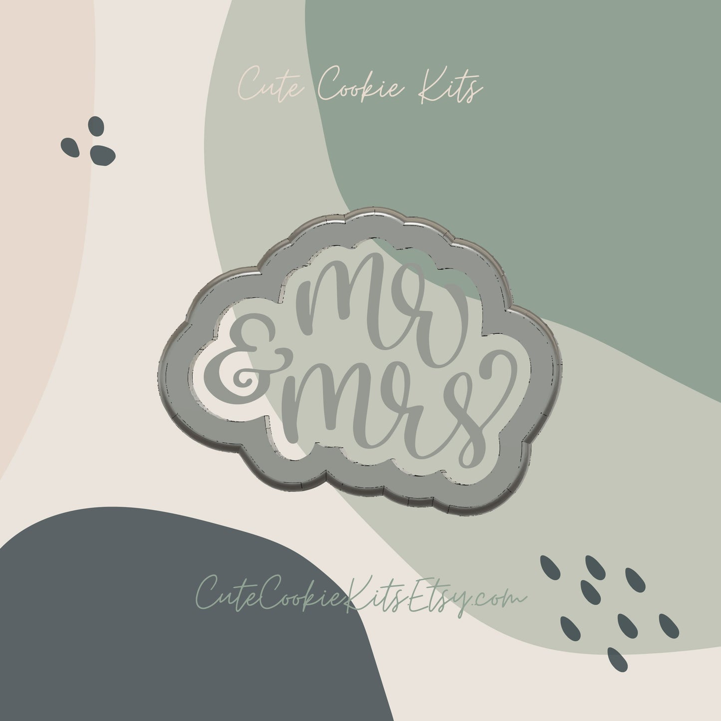 Mr and Mrs Handlettered Cookie Cutter - Perfect for Engagement, Wedding Cookies - Cutter for Dough, Fondant, Clay, and More (#CCK504)