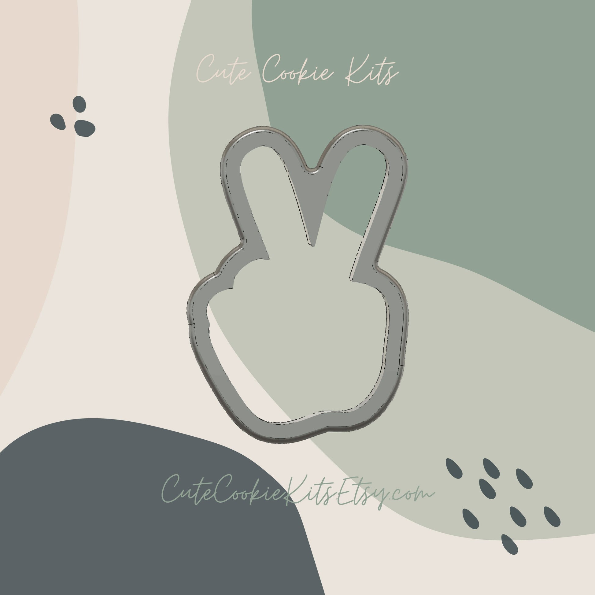 Peace Hand Sign Cookie Cutter - Sign Language, Two Fingers - Cutter for Dough, Fondant, Clay and More (#CCK327)