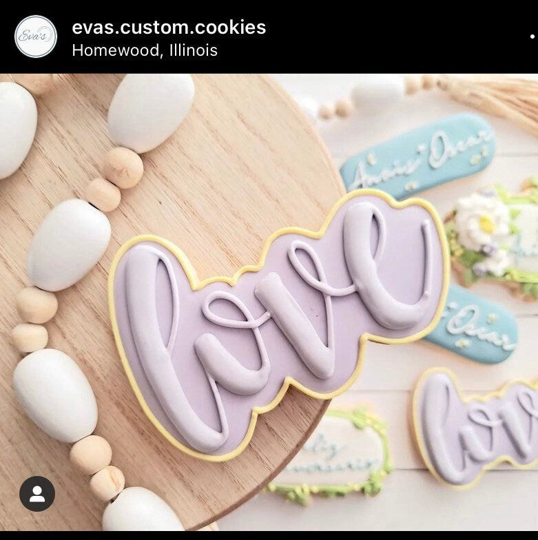 Love Word Plaque Cookie Cutter - Script Lettering - Perfect for Wedding, Anniversary, Holidays - Cutter for Dough, Clay, and More (#CCK501)