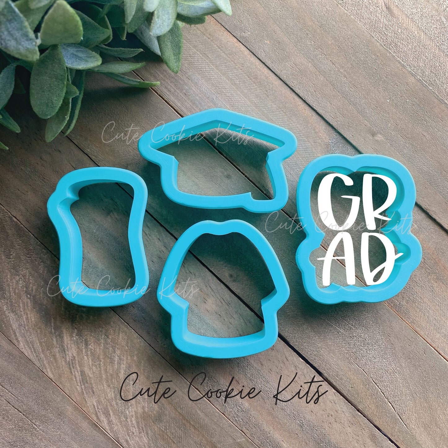 Graduation Cookie Cutters - Set of 4 or Individuals - Mini 2 to 2.5" or Regular Size 3.5 to 4"- Perfect for Cookies, Fondant, Clay, and More