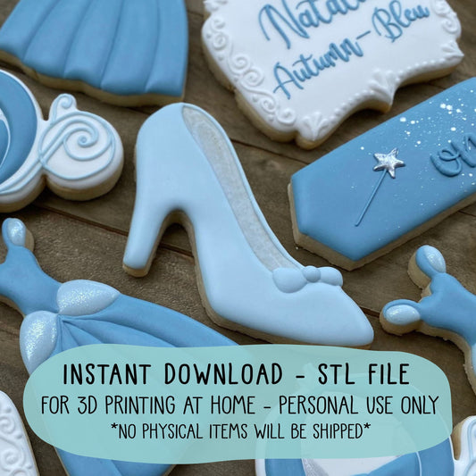 STL File Fairytale Princess Slipper Heel Cookie Cutter - 3.5 and 4 inch CCK338 - Instant Download for 3D Printing at Home, Personal Use Only