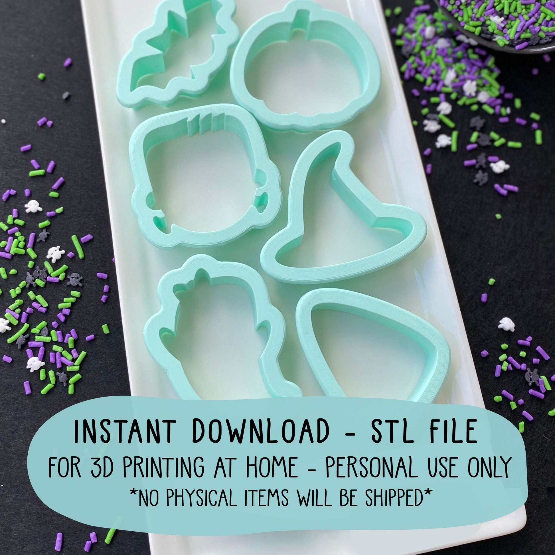 STL File Download - Mini Halloween Cookie Cutters - Set of 6 Shapes - Size 2” to 2.5” - Instant Download, Not For Resale, Do Not Share