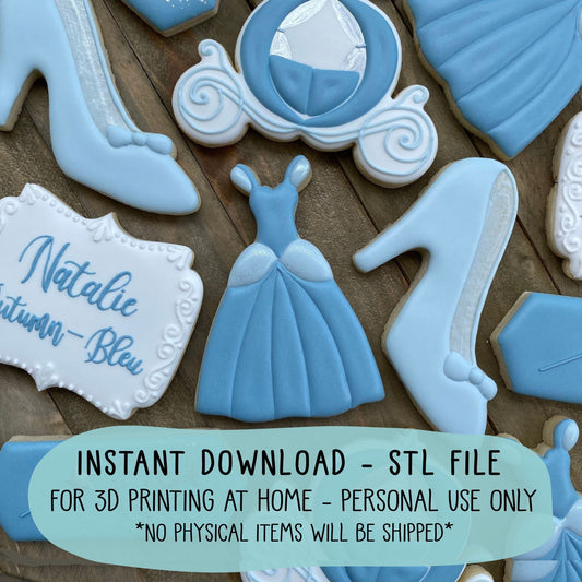 STL File Fairytale Princess Ballgown Dress Cookie Cutter - 3.5 and 4 inch CCK339 - Instant Download - 3D Printing at Home, Personal Use Only