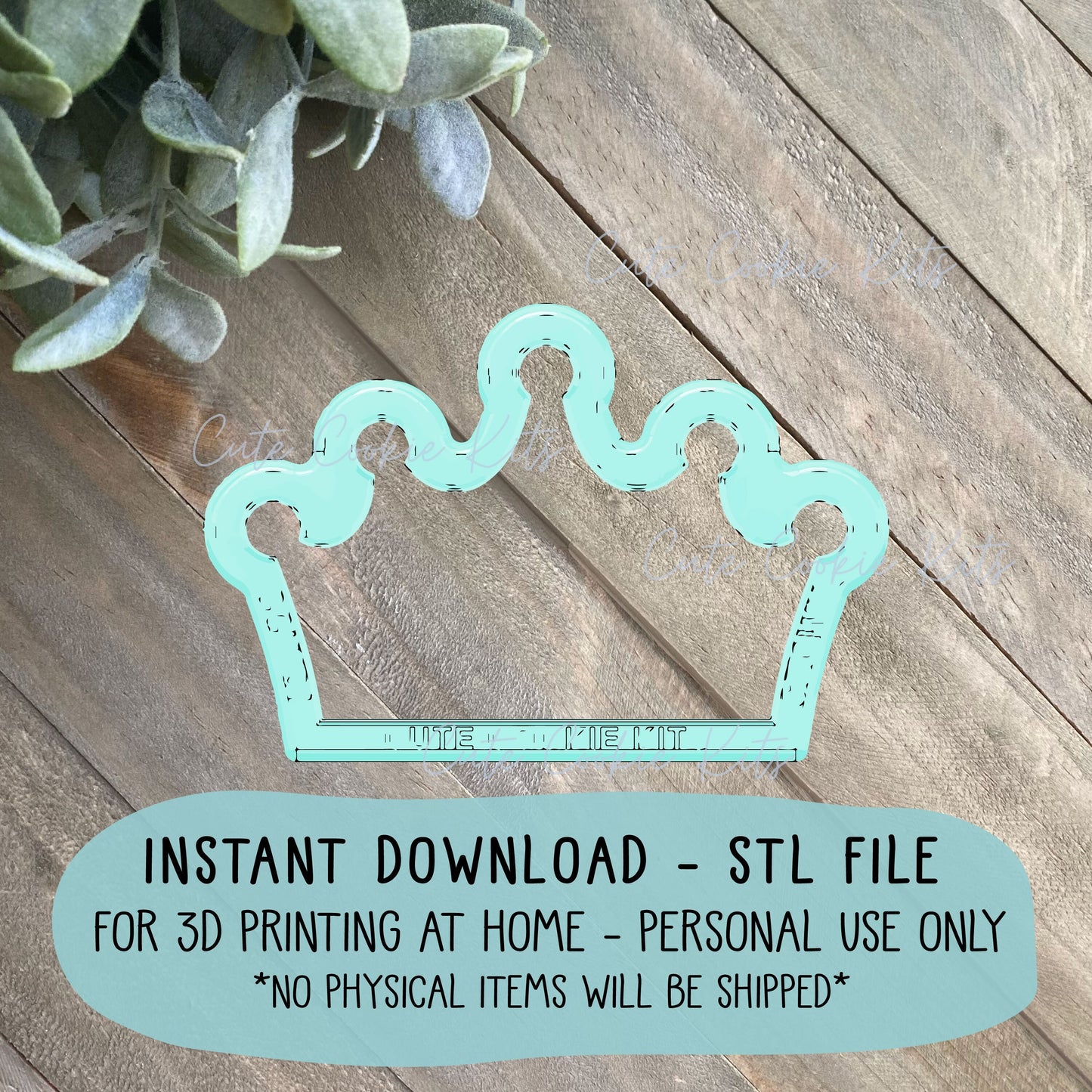 STL File Royal Crown Cookie Cutter - 3.5 and 4 inch CCK491 - Instant Download for 3D Printing at Home - Personal Use Only