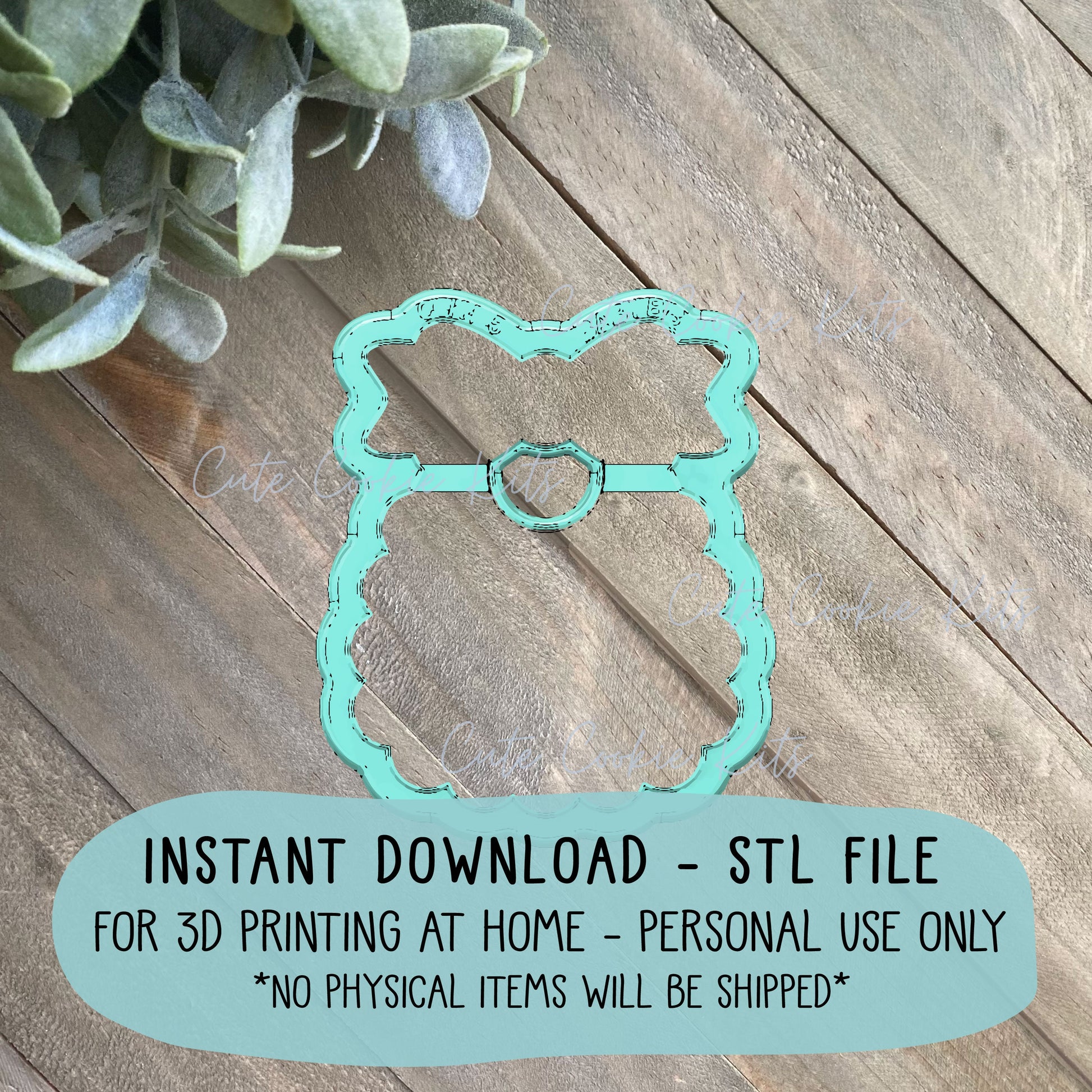 STL File Scalloped Bib with Cutout Cookie Cutter - Two Sizes - 3.5 and 4 inch CCK445 - Instant Download for 3D Printing - Personal Use Only