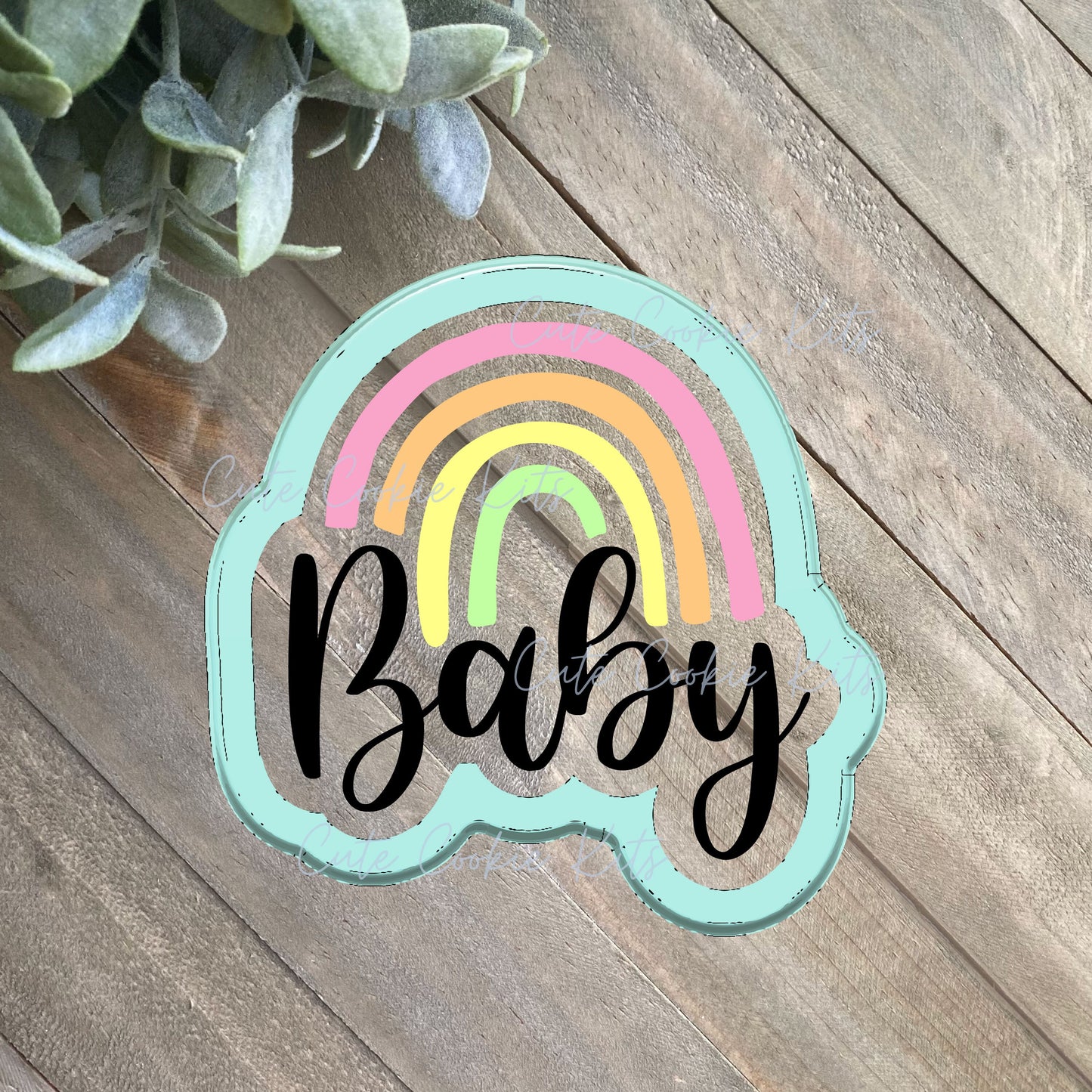 Baby Rainbow Plaque Cookie Cutter - Perfect for Baby Shower, Pregnancy Announcement, Rainbow Baby - Cutter for Dough and More (CCK514)