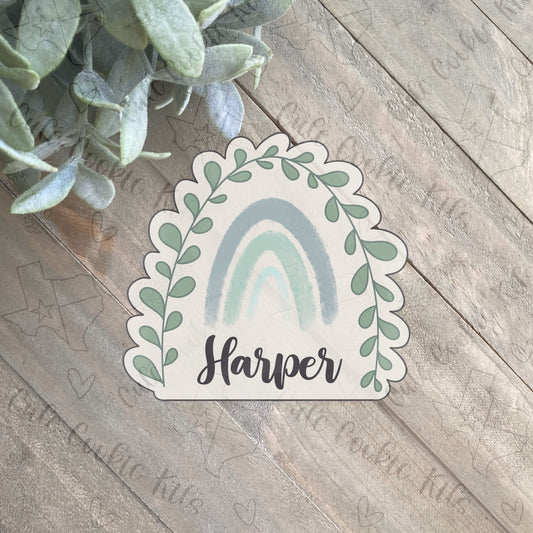 Harper Arch Plaque Cookie Cutter - Greenery Floral Rainbow - Perfect for Baby Shower, Wedding, Birthday - Cutter for Dough and More (CCK239)