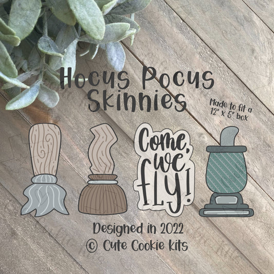 Hocus Pocus Skinny Cookie Cutters for 12" x 5" Box - 4 inch Spooky Sanderson Sisters - Come We Fly - Set of 4 or Individuals