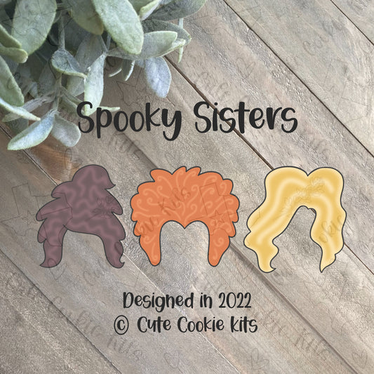 Hocus Pocus Hairdos Cookie Cutters - Spooky Sisters - Set of 3 or Individuals - Various Sizes, Mini 2” and Standard 3.5” Cutters