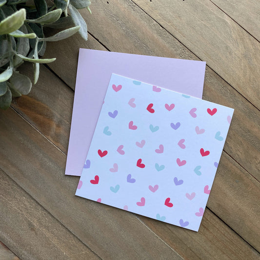 Multicolor Hearts and Pink - 4.5x4.5” Set of 25 - Double Sided Box Backer - Food Safe, Grease Resistant Coating - Perfect for Valentines