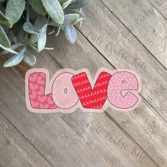 Love Plaque Cookie Cutter - Bubbly Lettering - Perfect for Valentine's Day, Heart Sets - Cutter for Dough, Clay, and More (#CCK542)