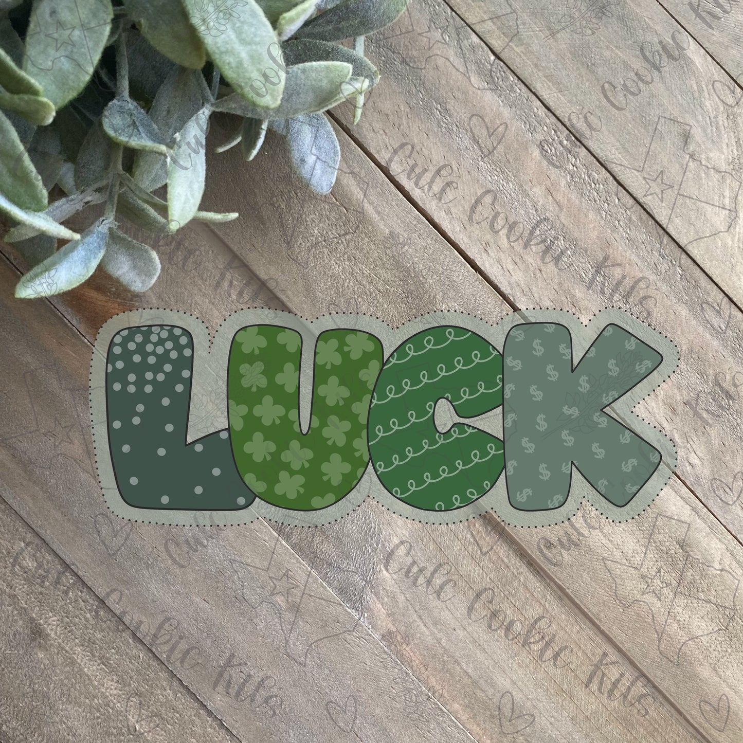 Luck Plaque Cookie Cutter - Bubbly Lettering - Perfect for St Patrick’s, Irish Sets - Cutter for Dough, Clay, and More (#CCK533)