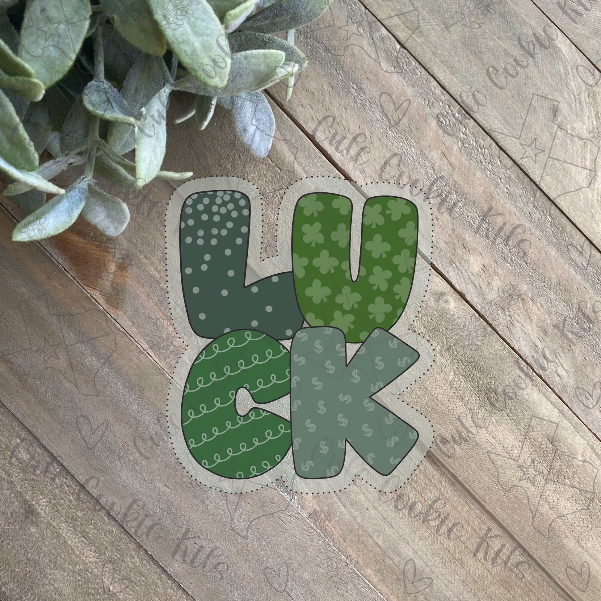 Stacked Luck Plaque Cookie Cutter - Bubbly Lettering - Perfect for St Patrick’s, Irish Sets - Cutter for Dough, Clay, and More (#CCK540)