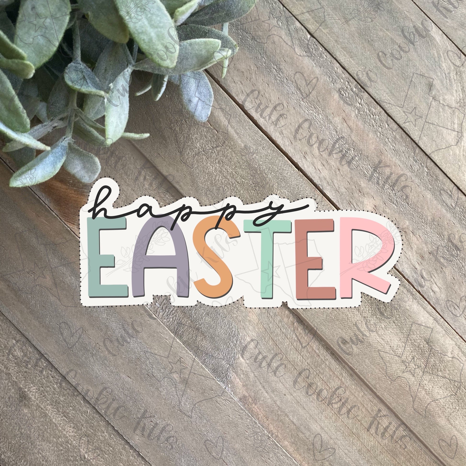 Happy Easter Plaque Cookie Cutter - Hoppy Easter - Hand Lettering - Perfect for Spring, Easter Sets - Cutter for Dough and More (CCK533)