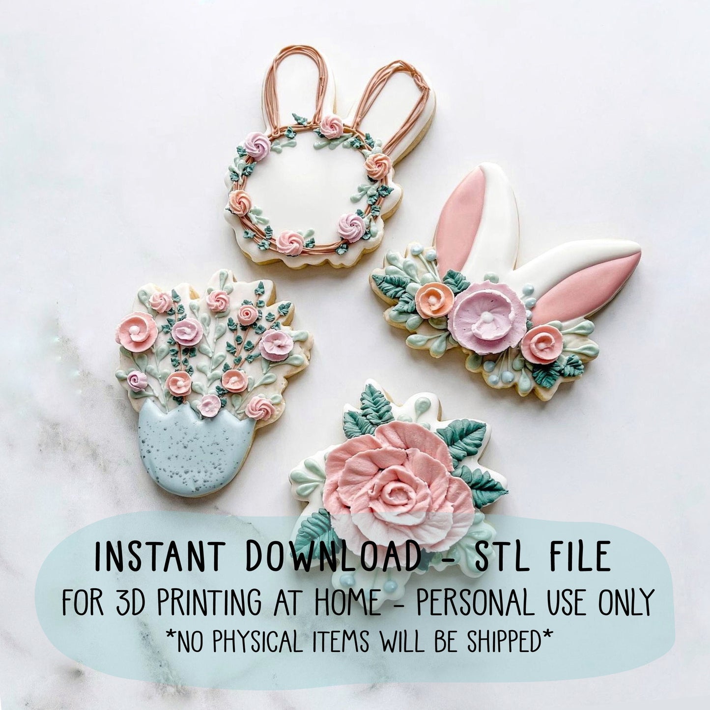 STL Files for 3D Printing At-Home - Advanced Spring Florals Cookie Class Cutters by The Flour Shoppe Cookie Co - Instant Download