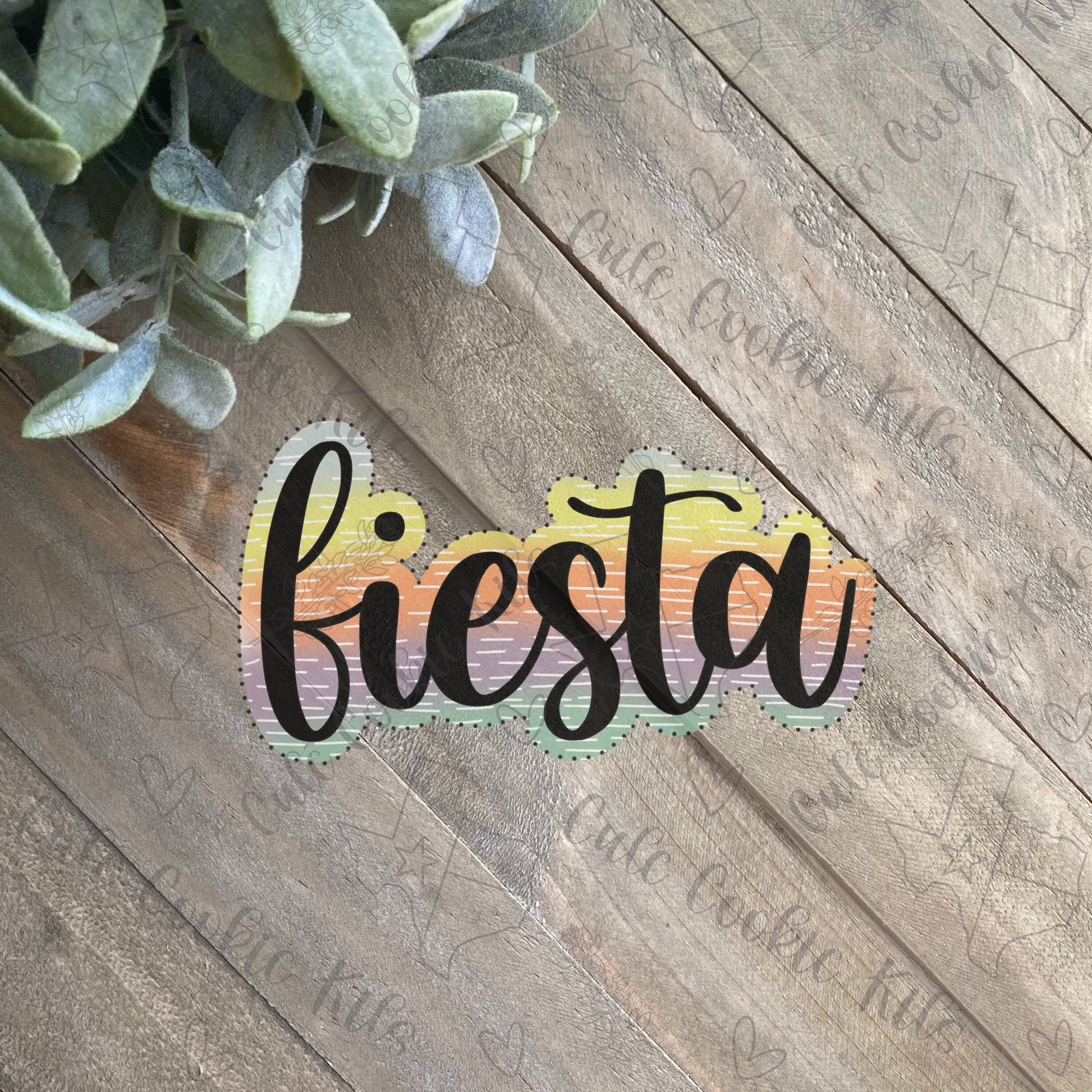 Fiesta Word Plaque Cookie Cutter - Script Lettering - Perfect for Cinco de Mayo, Taco Baby - Cutter for Dough, Fondant and More (#CCK536)