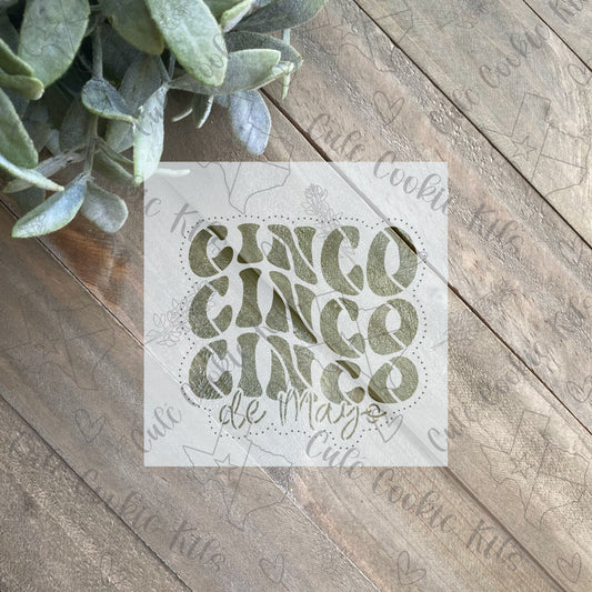 Groovy Cinco de Mayo Plaque Stencil - Made for CCK537 Plaque Cookie Cutter - Perfect for Cinco de Mayo, Fiesta Cookies