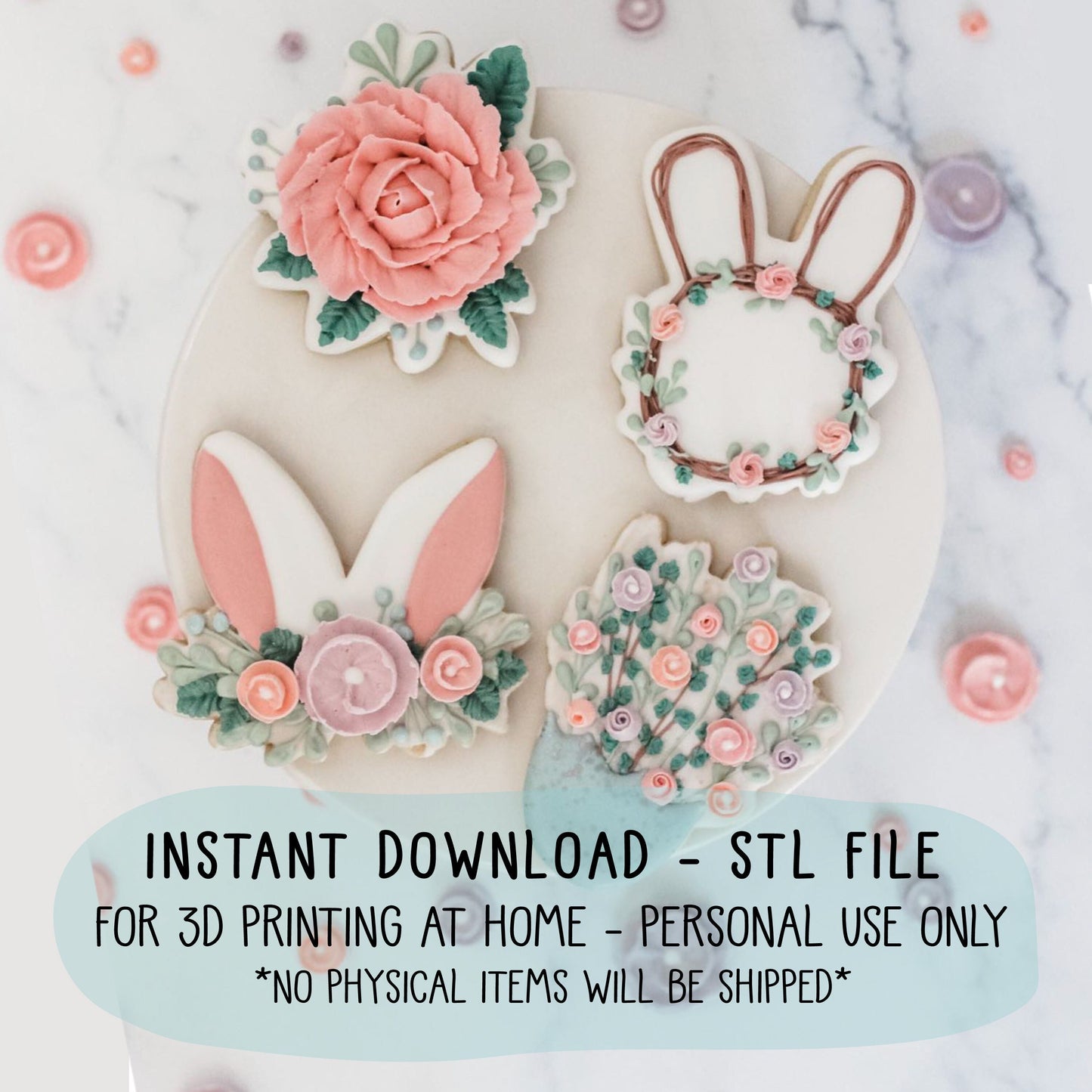 STL Files for 3D Printing At-Home - Advanced Spring Florals Cookie Class Cutters by The Flour Shoppe Cookie Co - Instant Download