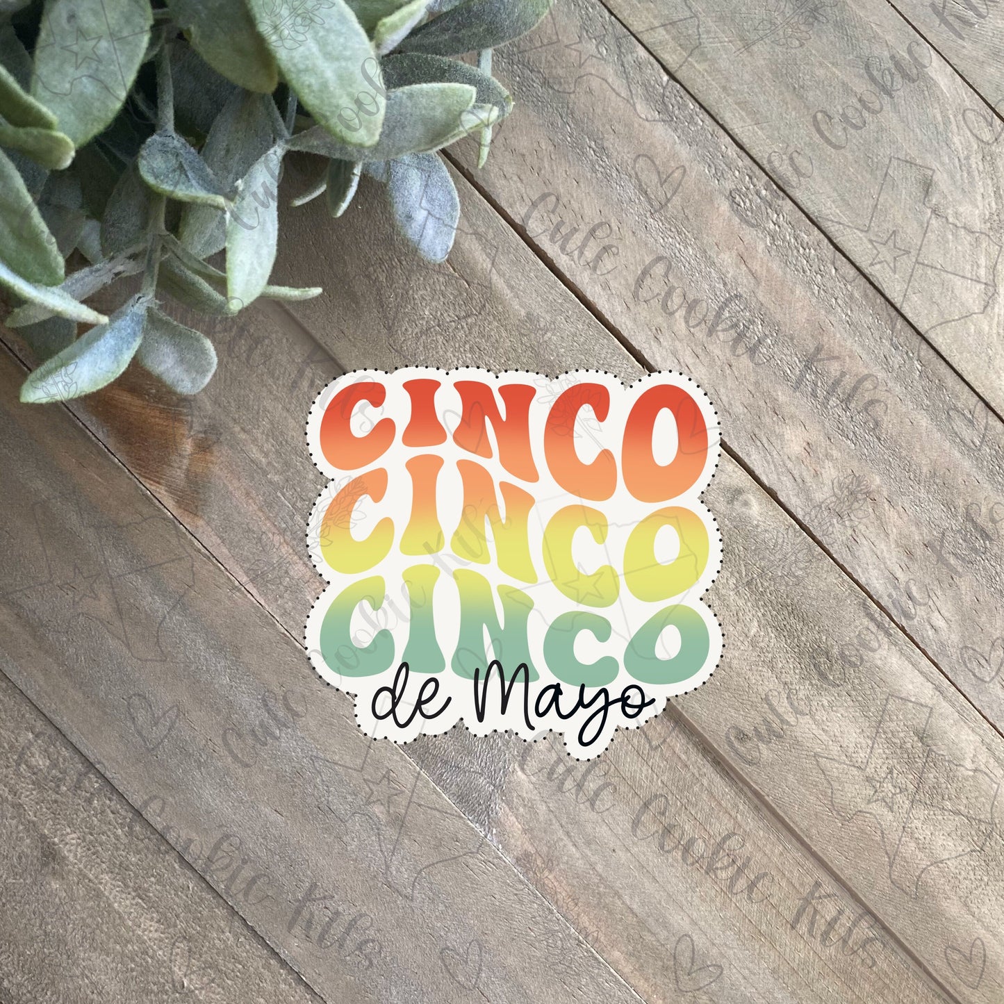 Groovy Cinco de Mayo Plaque Cookie Cutter - Retro Script Lettering - Perfect for Fiesta Theme - Cutter for Dough, Fondant and More (#CCK537)