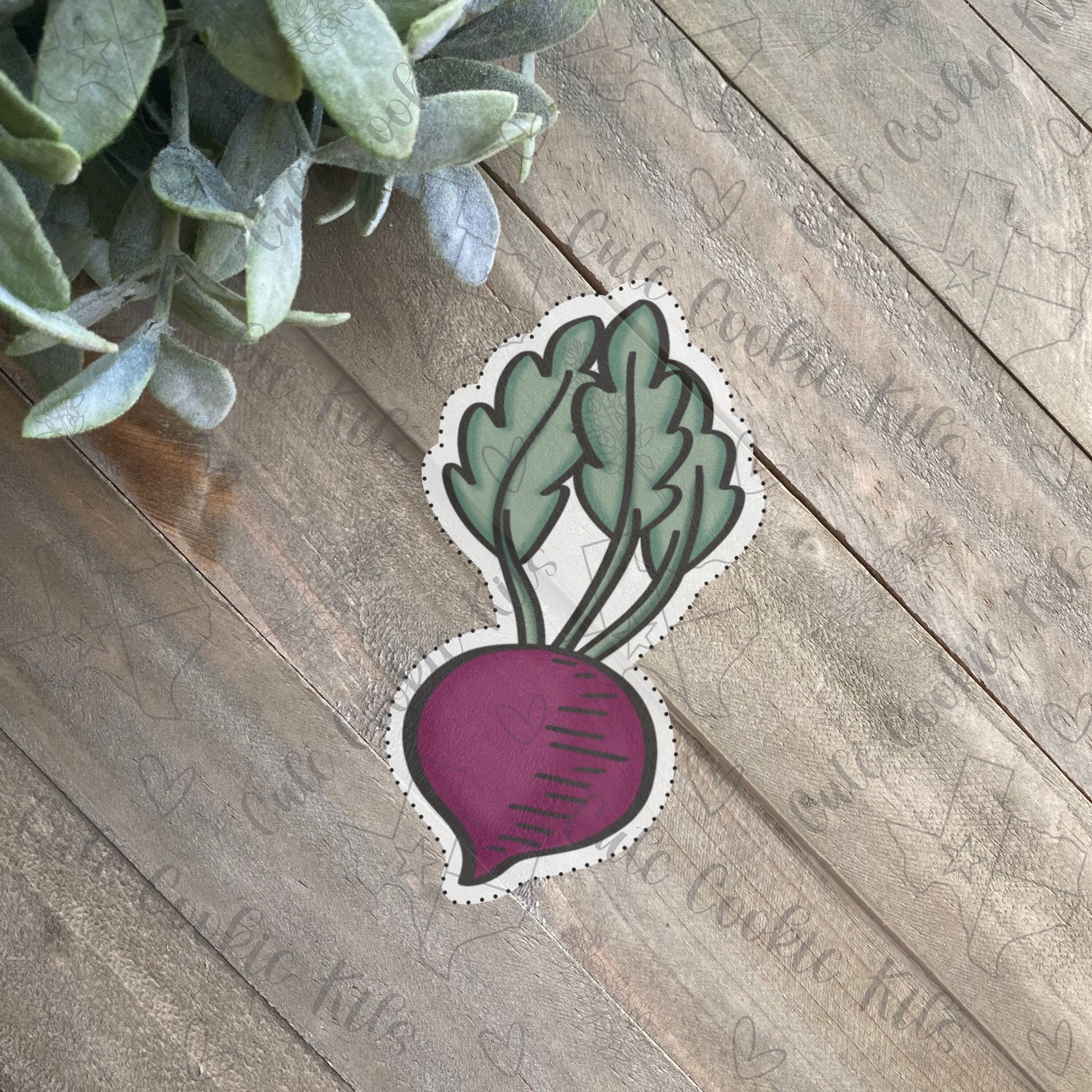 Single Beet with Greenery Cookie Cutter - Perfect for Farm, Garden, The Office, UnBEETable Theme - Cutter for Dough, Clay, and More (CCK786)