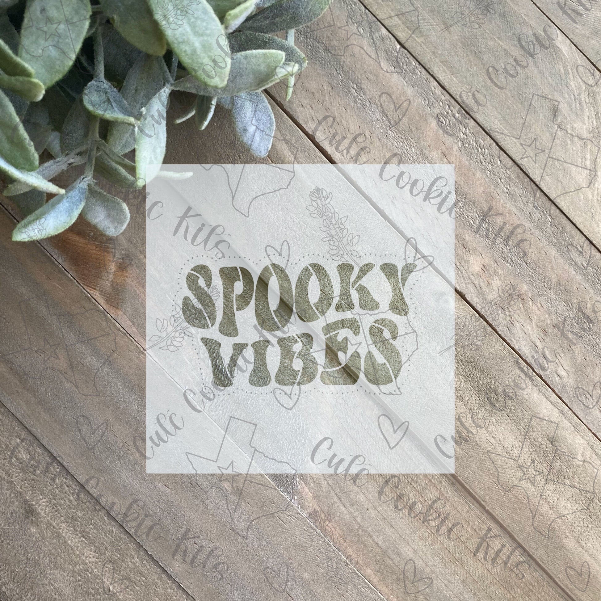 Spooky Vibes Plaque Stencil - Made for CCK551 Spooky Vibes Plaque Cookie Cutter - Perfect for Halloween, Harvest Theme Cookies