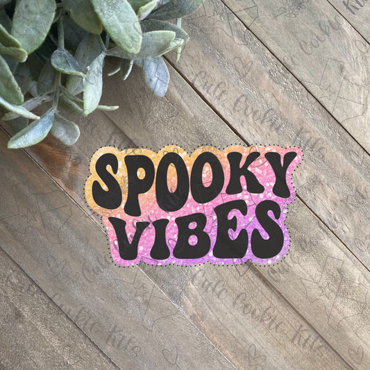 Spooky Vibes Plaque Cookie Cutter - Retro Lettering - Perfect for Retro Halloween Sets - Cutter for Dough, Clay, and More (#CCK551)