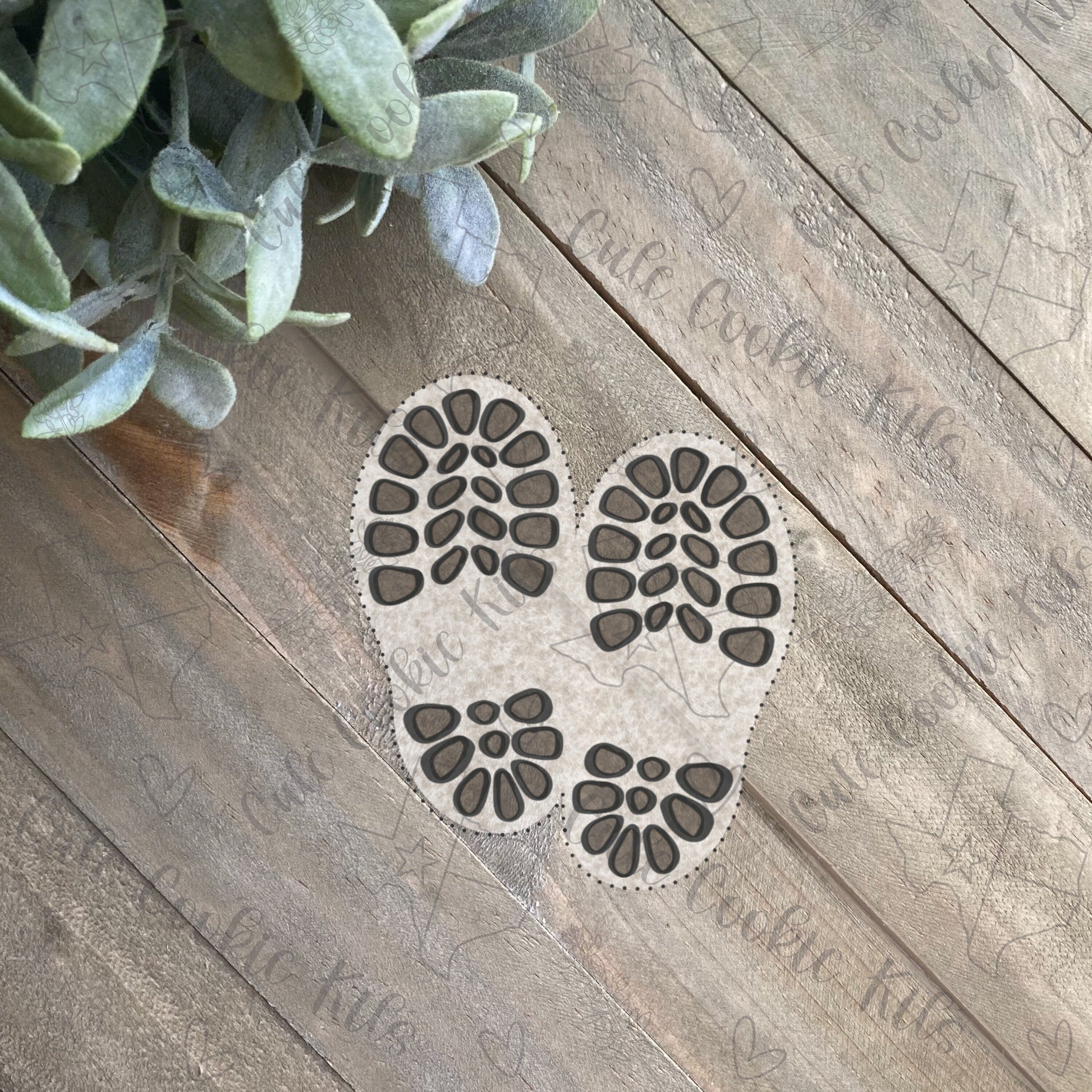 Boot Prints Cookie Cutter - Perfect for Military, Boot Camp, Explorer, Outdoors Theme - Cutter for Dough, Clay, and More (#CCK816)