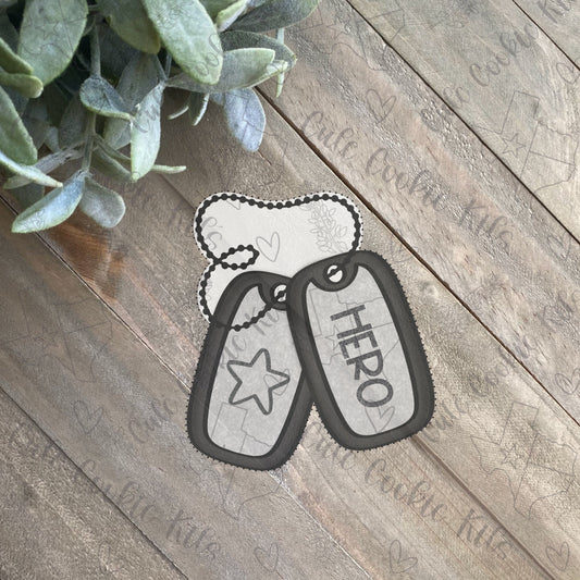 Dog Tags Cookie Cutter - Perfect for Military, Boot Camp, Deployment, Basic Training Theme - Cutter for Dough, Clay, and More (#CCK817)