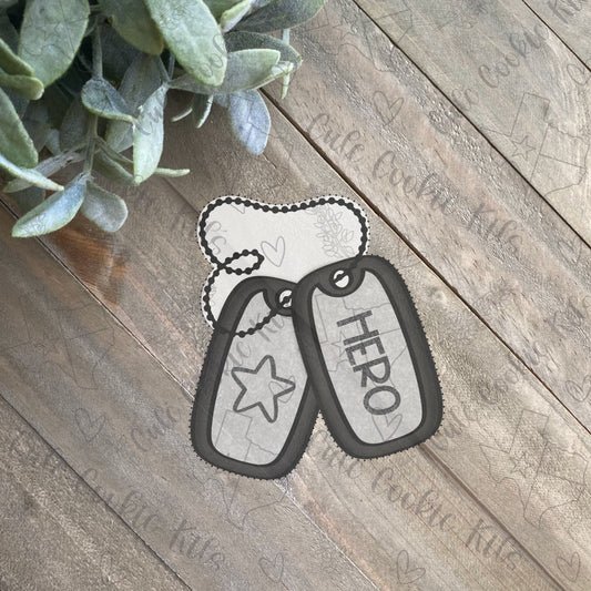 Dog Tags Cookie Cutter - Perfect for Military, Boot Camp, Deployment, Basic Training Theme - Cutter for Dough, Clay, and More (#CCK817)