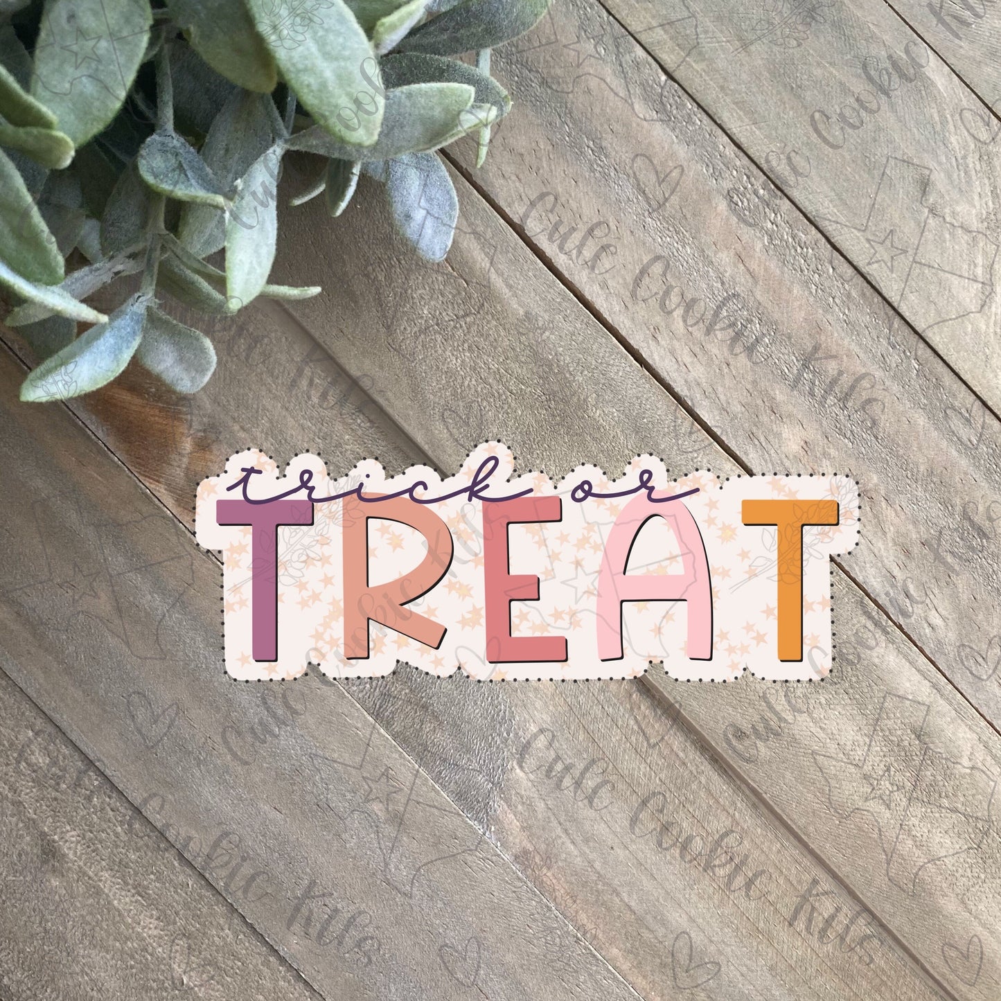 Trick or Treat Plaque Cookie Cutter - Skinny Hand Lettering - Perfect for Fall, Halloween Theme - Cutter for Dough and More (CCK559)