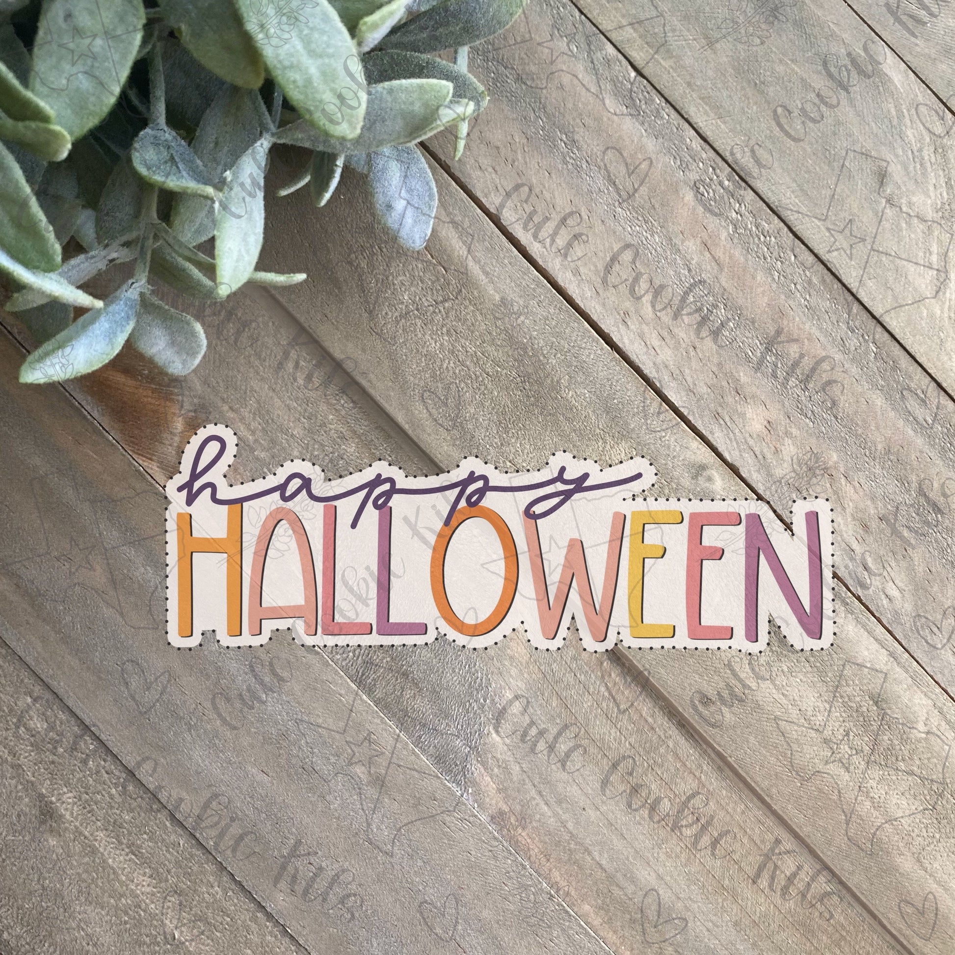 Happy Halloween Plaque Cookie Cutter - Skinny Hand Lettering - Perfect for Fall, Halloween Sets - Cutter for Dough and More (CCK557)